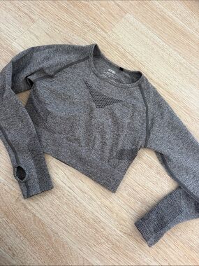 AYBL Charcoal Gray Seamless Cropped Crew Sweater